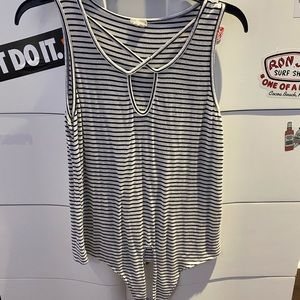 black and white striped tank top